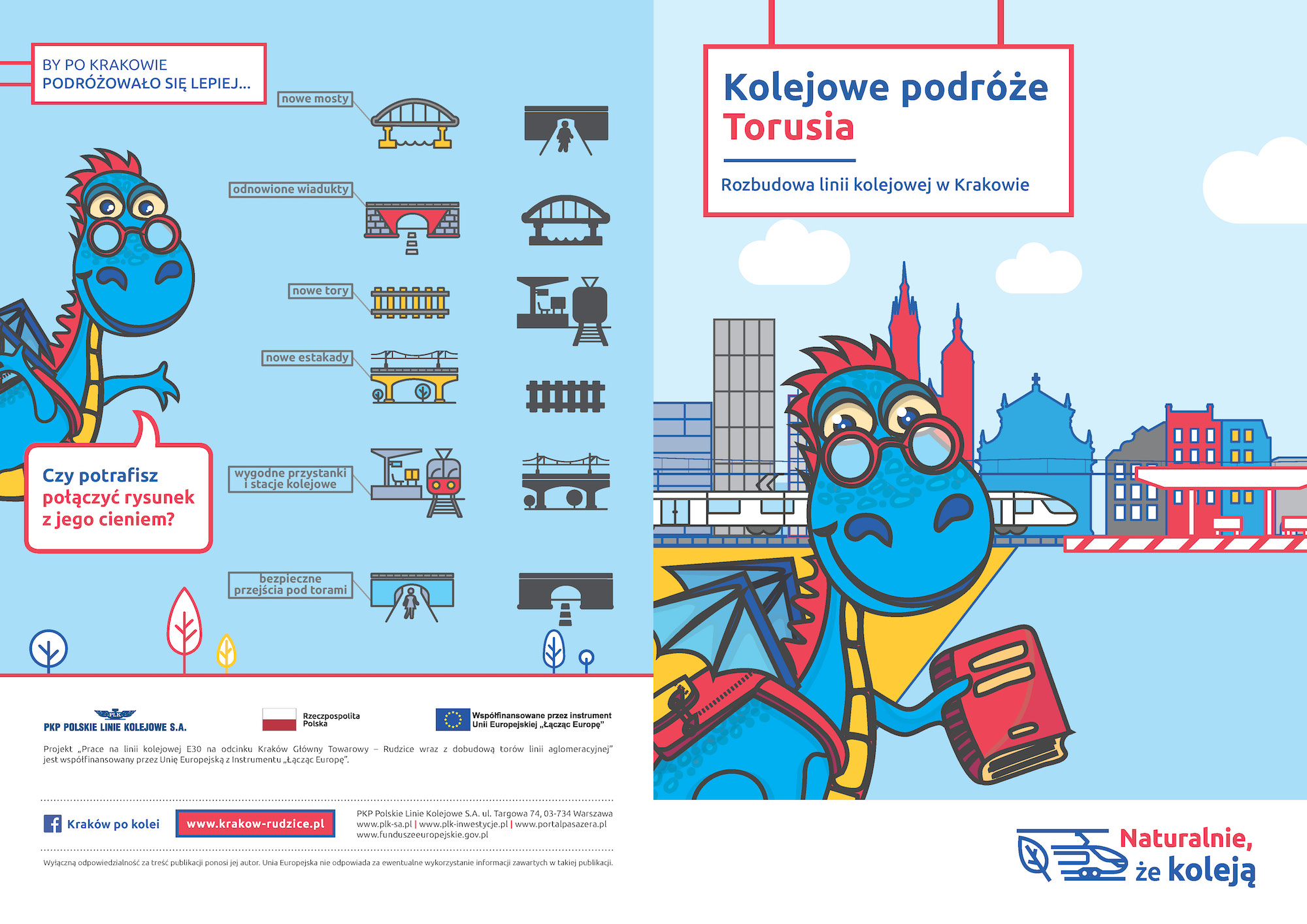 folder o korzyściach z modernizacji krakowskiego węzła kolejowego przeznaczony dla krakowskich przedszkolaków
